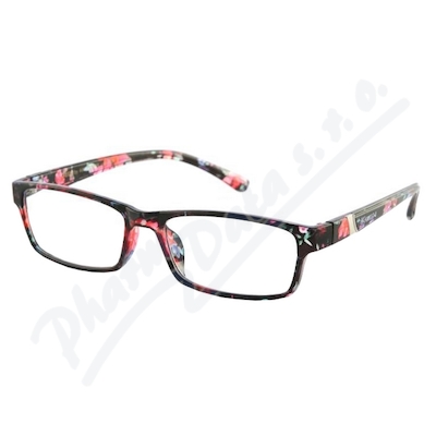 Brýle čtecí +2.00 černo-květinové