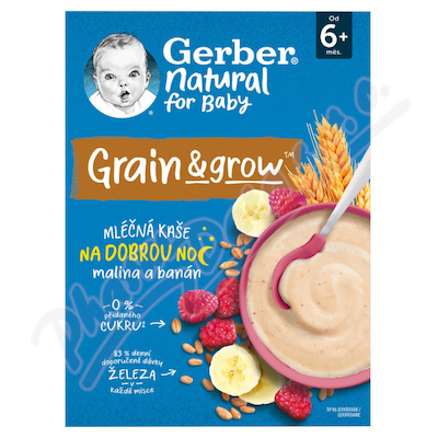 Gerber Ml.kaše na dobrou noc malina+banán 220g 6M