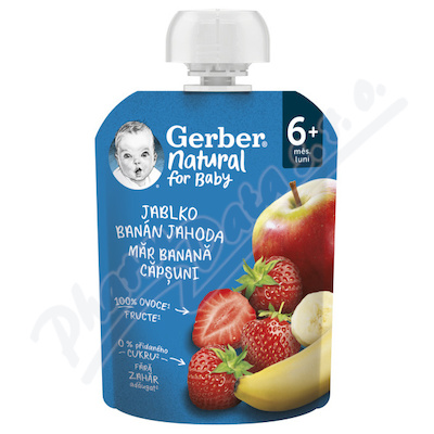Gerber Natural kapsička jablko/banán/jahoda 90g 6M