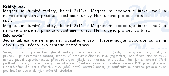 LIVSANE Šumivé tablety Hořčík 500mg 2x10ks CZ