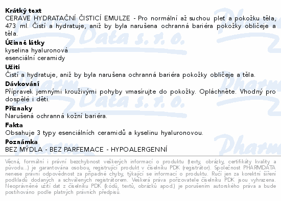 CERAVE Hydratační čisticí emulze 473ml